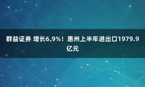 群益证券 增长6.9%！惠州上半年进出口1979.9亿元